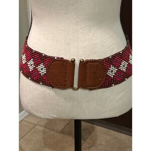 Treska Hand Beaded and Faux Leather Stretchy Belt